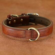 1pc Adjustable Brown PU Leather Dog Collar, Soft & Comfortable Microfiber Lining, Suitable For Small & Medium Pets - Brown - View 20