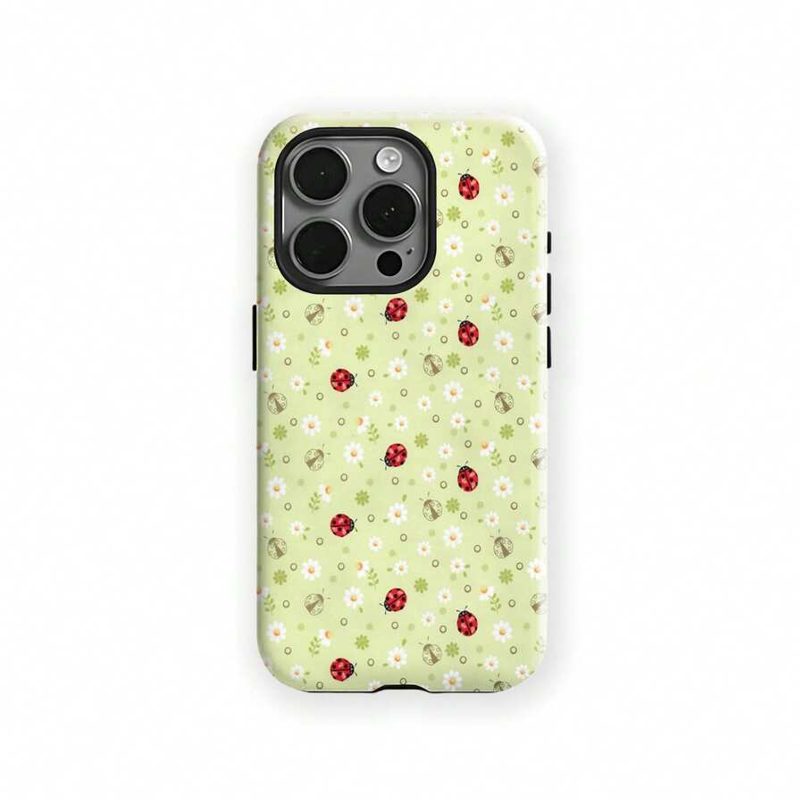 Compatible With IPhone 17 Pro Max, 16e, 15 Pro, 14 Plus, 13, 12, 11 Pro Max, Ladybug Polka Dot Phone Case - Green - View 1
