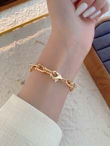 1pc Gold Square Bracelet Women's Quartz Watch Exquisite Compact And Fashionable Suitable For Daily Matching Birthday/Graduation Gifts Casual - Gold - View 5