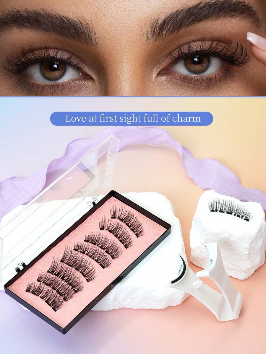 2 Pairs Magnetic False Eyelashes, Natural & Voluminous, Magnetic Attachment, No Damage To Real Lashes, Reusable - View 1
