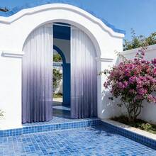 1pc/2pcs Outdoor Ombre Sheer Curtain, Easy Installation With Rod Pocket Top, Suitable For Patio, Porch, Balcony Sun Shading, Wedding, Holiday Decor, Room Divider, Bedroom, Balcony Window Decoration - Purple Gray - View 7