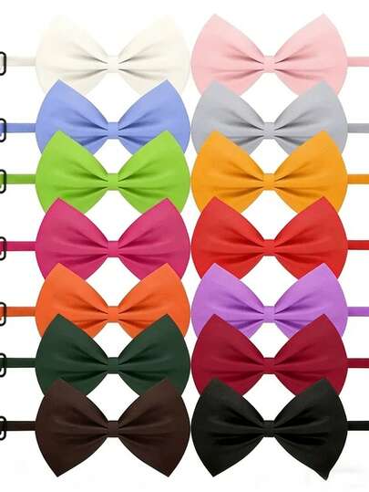 10pcs/Pack Adjustable Pet Dog/Cat Bow Tie Collar, Mixed Colors Solid Bowknot Necklace Accessories, Suitable For Small/Medium Dogs & Cats, Random Color, Christmas/Birthday/Holiday Photo Prop