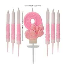 1 Set Shiny Pink Bow Birthday Candle, Numbered Candles 0-9, With Pink Bow Decor Cake Topper Set, Suitable For Birthday Celebration, Graduation Anniversary Party, Back To School DIY, Valentine's Day Anniversary, Graduation Party And More - Birthday Candle Number - View 5