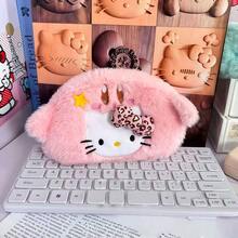 SANRIO 1个可爱卡通猫咪毛绒铅笔盒，多功能高品质文具包，便携式化妆品收纳包 - 彩色 - 查看 21