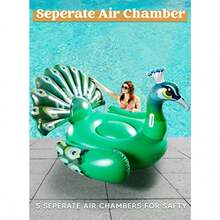 Sloosh Iatable Peacock Pool Float Giant Green Peacock Ride on Raft for Summer Pool Beach Floaties Swim Party Toys Iatable Island Summer Pool Raft Lounge for Adults and - pavo real verde - Ver 2