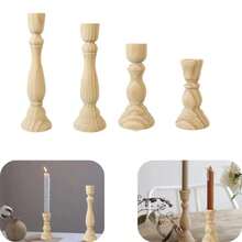 Candelabro de madera para decoración del hogar, candelabro clásico de madera Retro, soporte andle,, sala de estar PVBX - A - Ver 1