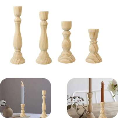 Candelabro de madera para decoración del hogar, candelabro clásico de madera Retro, soporte andle,, sala de estar PVBX