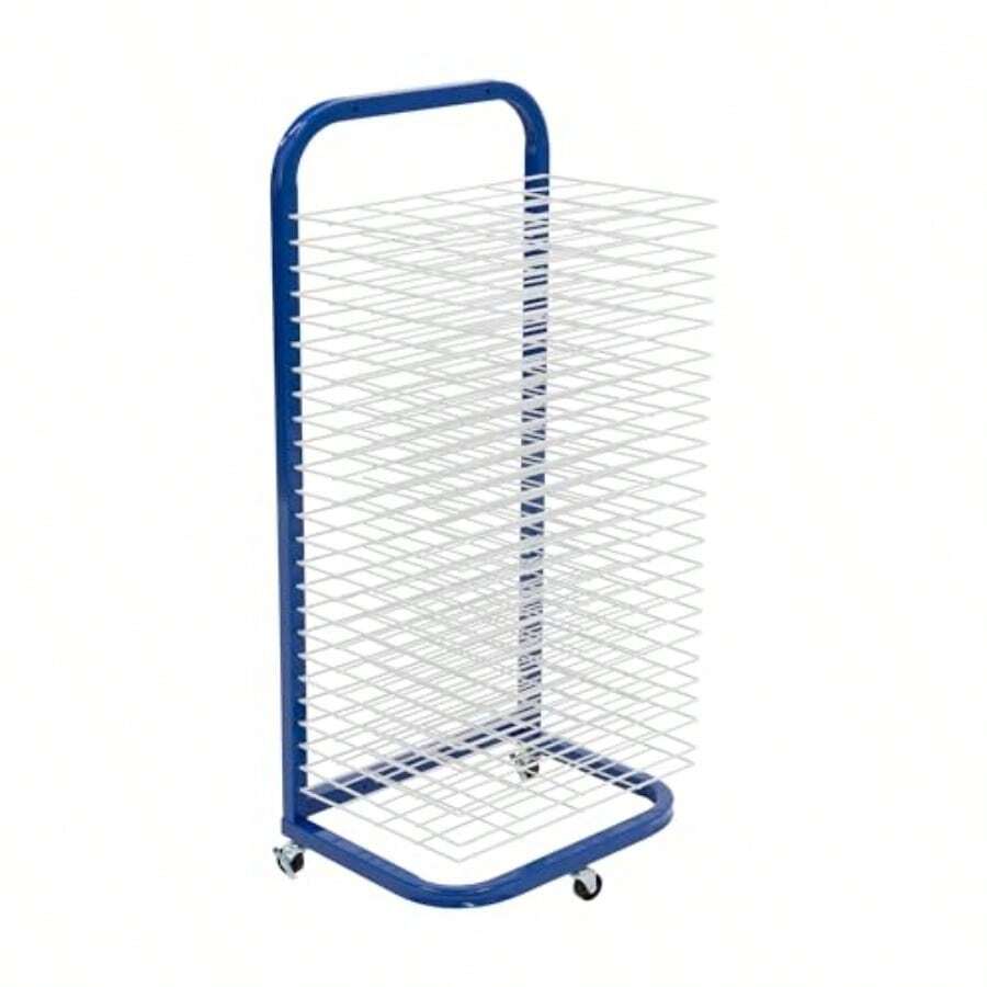 Pearington - Estante de Secado de Arte móvil y de Pared de 25 estantes para Estudios de Arte y aulas 13 Pulgadas de Profundidad x 17.5 Pulgadas de Ancho x 39.5 Pulgadas de Alto Azul/Blanco - Azul - Ver 1
