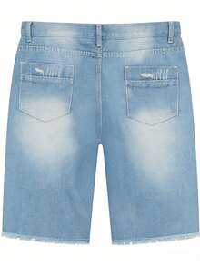 Pantalones cortos vaqueros de corte slim con estilo casual lavado para hombre - Lavado ligero - Ver 5