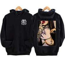 Nuevas  de moda de la temporada: Sudadera con capucha de forro polar con estampado de monja de hip-hop de The Bad Nun Satan Street, estilo Harajuku, informal, de manga larga, para otoño e invierno, para hombres antisociales. - negro -1 - Ver 7