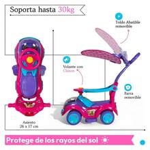 Montable Correpasillos Carrito sonido luz toldo baston - Rosa - Ver 6