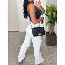 White Wide-Leg Cargo Jeans With Pockets. - WHITE - View 2
