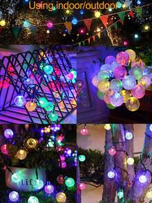 [Solar LED String Lights] 5M/7M/12M Solar LED String Lights With 20 LED Beads, Bubble Ball Fairy Lights For Outdoor Garden And Patio Decor, Powered By Nickel Solar Cells - Bubble - View 6