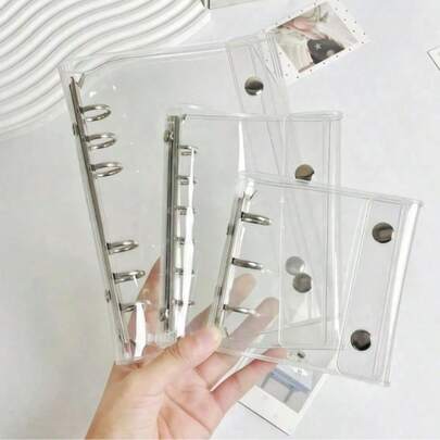 1 cuốn sổ tay bìa rời trong suốt khổ A7/A6, sổ tay dán sticker, sổ tay sticker, sổ lưu ảnh nhóm nhạc K-Pop, sổ tay bìa rời hai vòng gáy bằng da mềm trong suốt, thích hợp làm nhật ký DIY, album ảnh, sách sticker, sổ tay, sổ kế hoạch, đồ dùng học tập và văn phòng phẩm.