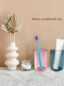 1pc Transparent Rinse Cup, Plastic Bathroom Cup, Reusable Drinking Cup, Elegant Transparent Rinse Cup, High-End Couple Toothbrush Cup, Suitable For Home And Bathroom Use - Multicolor - View 8