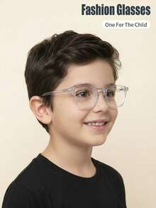 1pc Kids Daily Computer/Gaming Glasses, PC Frame Glasses, Unisex Retro Minimalist Anti-Blue Light Glasses - A - Xem 3