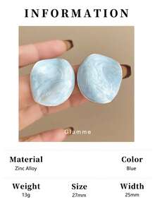 1 Pair Metal Asymmetrical Texture Fashion Earrings, Gentle Commuting Versatile Earrings For Women, Stylish For Party & Holiday - Blue - View 9