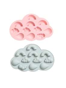 11孔巧克力硅胶模具，云朵、雨滴、彩虹造型硅胶蛋糕模具，适用于巧克力、糖果烘焙、果冻、冰格等。 - 多色 - 查看 8