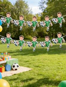 7/14/21pcs Custom Photo Soccer Player Garland – Personalized Kids Soccer Face Banner With Custom Photo & Jersey Color | Fun Sports, Back To School - Multicolor - View 5