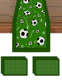 Football Table Runner Placemat Tablecloth, Football Gift Design Tablecloth, Suitable For Home Dining Room And Restaurant, Dining Table Decor, Home Decor Tablecloth, Indoor And Outdoor Party Supplies, Room Decor, Holiday Gift - Multicolor - View 1