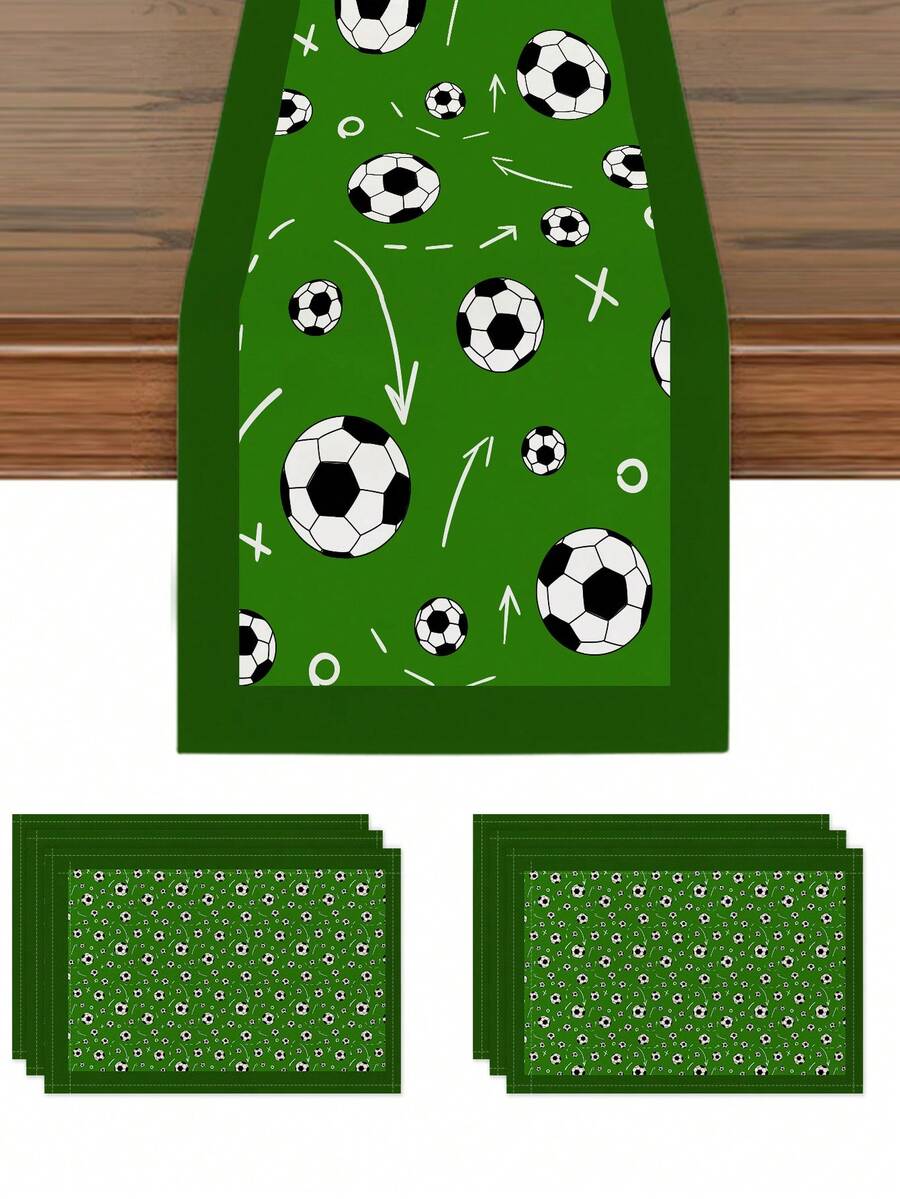 Football Table Runner Placemat Tablecloth, Football Gift Design Tablecloth, Suitable For Home Dining Room And Restaurant, Dining Table Decor, Home Decor Tablecloth, Indoor And Outdoor Party Supplies, Room Decor, Holiday Gift - Multicolor - View 1