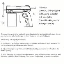 Vaporizador de desinfección con luz azul nanotecnológica de mano, pistola rociadora de esterilización UV, alto volumen de niebla, larga distancia de rociado, 8 luces azules, boquilla anti-obstrucción, mango antideslizante, aplicable en múltiples escenarios - Multicolor - Ver 12