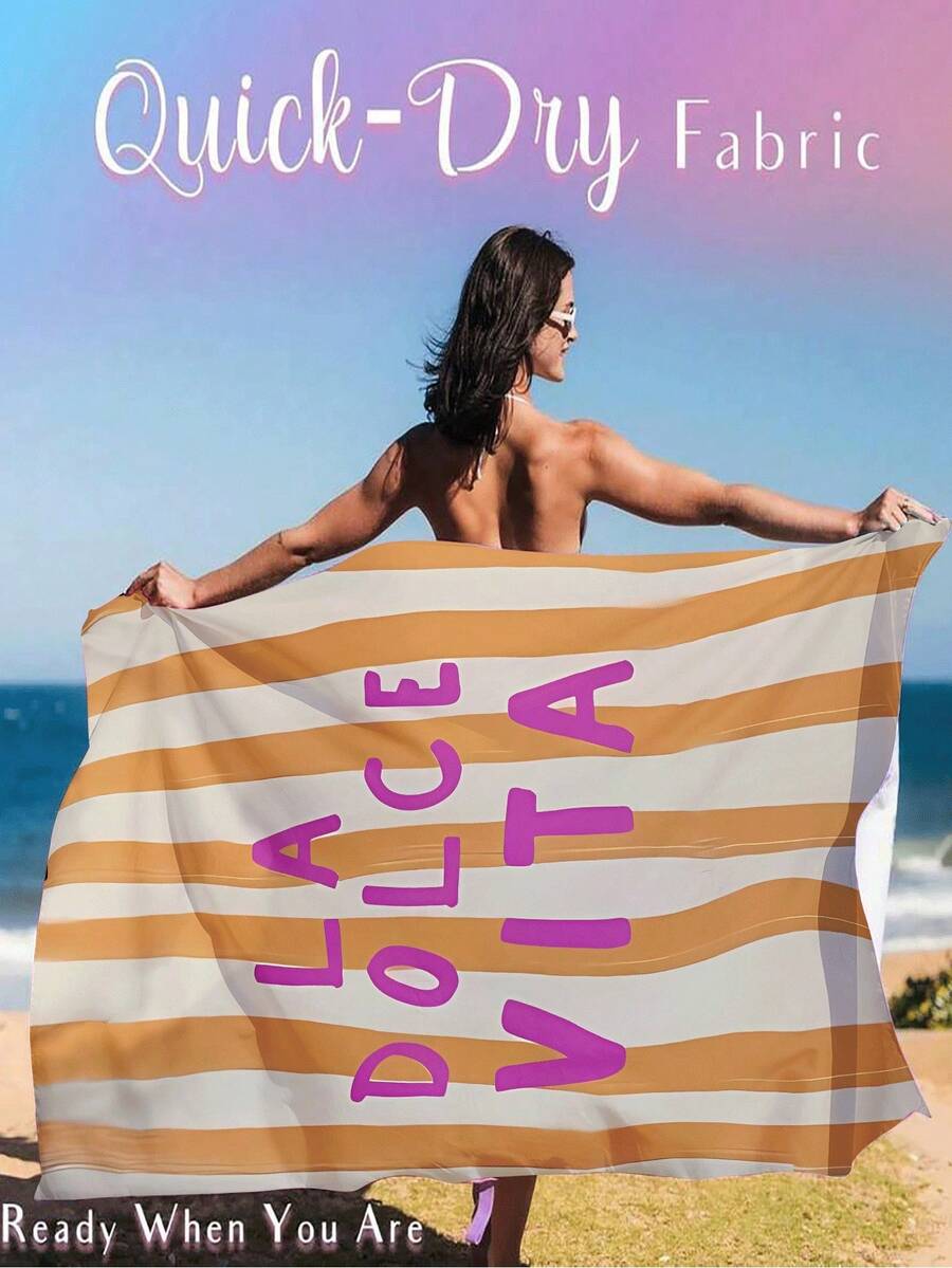 1条 La Dolce Vita 夏季意式沙滩巾 - 活力条纹设计,超柔软速干涤纶混纺面料,适用于沙滩、泳池、瑜伽、旅行 - 生日、圣诞节、母亲节的完美礼物,瑜伽配件,现代风格,超细纤维质地 - 多色 - 查看 1