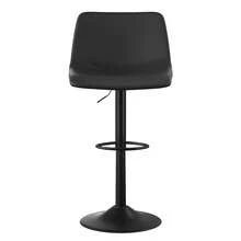 Swivel Bar Stools With Backrest, Height Adjustable PU Leather Bar Chairs, Modern Kitchen Counter Stools With Footrest, Set Of 2 - Black - View 5