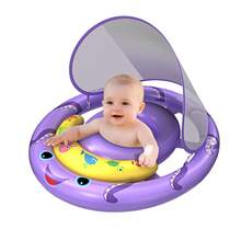 Inflatable Baby Pool Float With UPF50+ Canopy, Play Console & Adjustable Safety Seat For Infants 6-36 Months - Purple - View 9