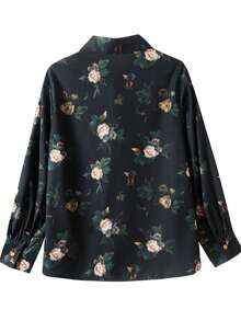 Women's Ditsy Floral Collared Regular Fit Shirt, Non-Stretch Fabric Spring - Multicolor - View 7