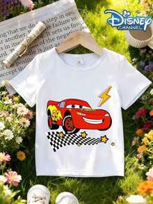 Disney's *Cars* Lightning McQueen (#95) Infant Denim & T-Shirt Two-Piece Set-Ideal For Spring/Summer Casual Wear, Vacation Outfits, Country-Bohemian Styles, Beachwear, Western Streetwear, And Rave Parties. - 白色 - 查看 2