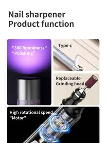 1个可充电230mAh二合一美甲抛光机，专业电动卸甲抛光机，便携式电动美甲钻，带液晶显示屏和UV美甲灯 - 彩色 - 查看 10