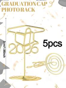 2026届毕业帽毕业照展示架，2英寸2026届毕业典礼桌号牌架，适用于毕业派对用品、舞会晚宴、自助餐派对用品、中心装饰品、毕业典礼桌号牌架、卡片架 - 金色 - 查看 11