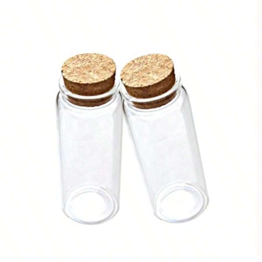 2pcs Empty Clear Glass Bottles Vials With Cork Stopper Storage Jars 47mm Bottle Diameter 47x120x33mm 150ml - Clear - View 1