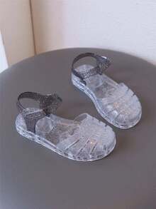 Kids Jelly Sandals For Girls, Casual Beach Holiday Slippers, Shiny Crystal Princess Shoes For Summer - Clear - View 3