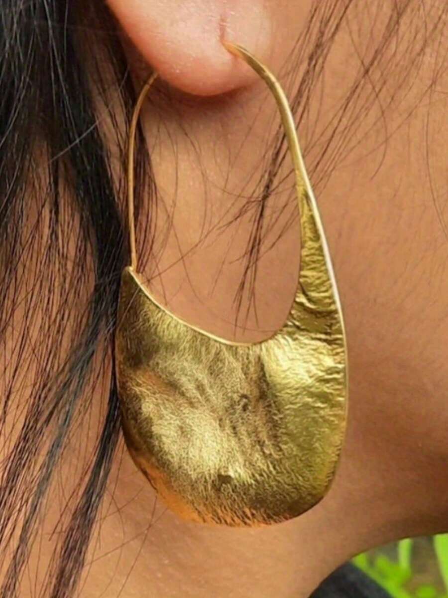 Gmzalx 手工经典优雅金色圆环耳环,简约复古设计,适合女性佩戴,是日常佩戴和派对的创意配饰。 - 金色 - 查看 1