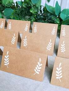 25/50pcs Rustic Wedding Escort Cards With Printed Patterns On Kraft Paper, Place Cards Made Of Kraft Paper, Suitable For Decorating Festival Parties, Birthday Parties,Prices, Features, Wedding Parties, Wedding Decor, Wedding Table Decor - Multicolor - View 1