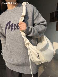 Versatile High-Quality Soft Leather Pleated Cloud Shoulder Bag, Adjustable Strap, Large Capacity, Suitable For Commuting, Casual, Party, Gift, Spring/Summer, French Style Crossbody Bag For School, Outing - Beige - View 3