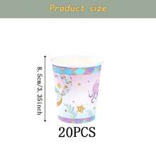 Mermaid Seaweed Disposable Tableware Set, 7/9 Inch Party Plates, Disposable Paper Plates, Cups, Napkins, Suitable For Holidays, Weddings, Engagements, Birthdays, Parties, Celebrations - Multicolor - View 13