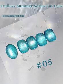 10毫升闪白蓝玻璃珠猫眼凝胶指甲油 2026春夏新品海岛系列 闪耀水晶猫眼美甲 美甲用品 蓝色美甲 蓝色泪珠美甲 夏季美甲 - 彩色 - 查看 9