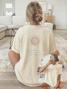 Áo thun nữ phong cách Bohemian casual màu be họa tiết trái tim tỏa tròn, cotton nguyên chất, áo top mùa hè, series K-Pop Warrior, đồ nữ mùa hè, đồ dệt kim, trang phục tiệc, đồ nữ size lớn, áo cổ tròn dáng rộng size lớn, đồ đôi bạn thân, đồ đi du lịch, đồ thể thao casual, áo top thanh lịch, đồ thể thao nữ, áo nữ, đồ nữ khuyến mãi, unisex, đồ cho thanh thiếu niên, áo thun basic - màu trắng nhạt - Xem 1