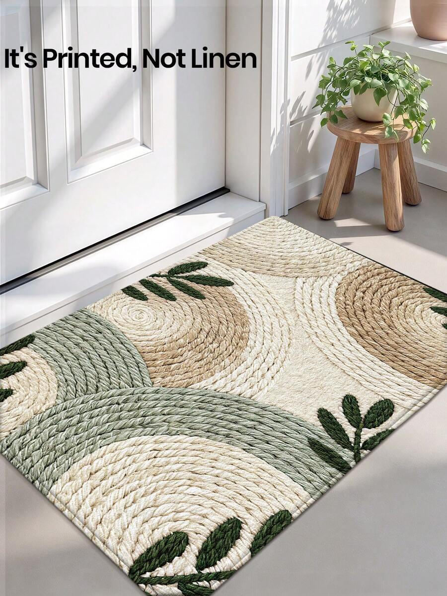 DAJIANG 1pc Woven Texture Door Mat Long Strip Rug, Multicolor 3D Vintage Print Pattern Cashmere Carpet, TPR Non-Slip Backing Floor Mat, Suitable For Bathroom, Indoor, Hallway, Bedroom, Living Room, Bedside, Machine Washable Easy To Clean Entryway Mat