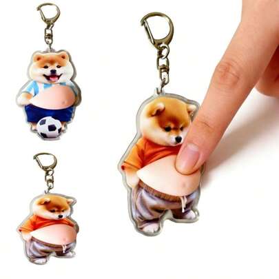 Móc khóa hình chó Shiba Inu bụng phồng bằng acrylic – Không chỉ là móc khóa, mà còn là đồ chơi giảm căng thẳng mềm mại | Đồ chơi tương tác vui nhộn, bóp bụng | Phụ kiện đa năng cho túi xách, chìa khóa xe và ba lô | Phụ kiện nhỏ sáng tạo