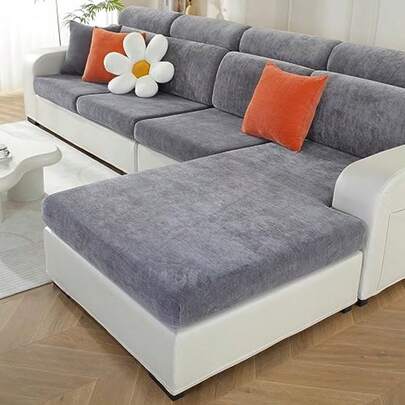 Fundas de felpilla más suaves para sofá modular en forma de L tanto izquierdo como derecho fundas elásticas para diván solo 1 funda para diván color gris oscuro