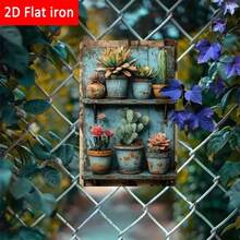 Hello Young 1PC Vintage Tin Sign Succulents Cactus Rustic Garden Decor, 8x12 Inch Greenhouse Wall Art Metal Pots Planter - Multicolor - View 7