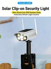 4/2/1pc Solar-Powered Human-Sensing Clip-On Surveillance Lamp - No Installation Required. 66 LEDs, IP65 Rating, 1500mAh Capacity. Dual Charging Via Solar And Type-C Ports. Suitable For Use In Home Gardens, Courtyards, Roads, Doorways, Etc. - Multicolor - View 7