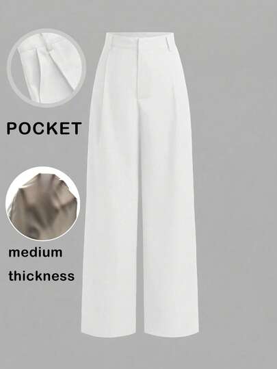 Pantalones de diseño minimalista Vela Rue con cierre de gancho y cremallera, pantalones anchos de color blanco sólido y transparentes, ligeros, pantalones anchos de moda para todas las estaciones, primavera