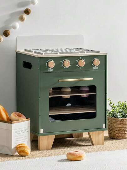 Robotime Vintage Wooden Toy Kitchen Oven For Kids, Pretend Play Oven With Push-Pull Baking Tray, Realistic Sound Effects, Ideal Gift For 3+ Years Old Grils And Boys