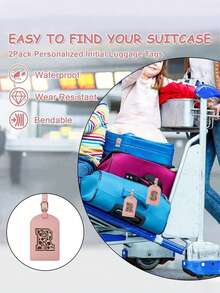 1pc TSA Approved Personalized Luggage Tag, PU Leather With Privacy Protection Card, A-Z Letter Options, White Cute With Letter Label, Suitable For Women/Men Travel Backpack, Suitcase, Handbag, Essential For Travel - Multicolor - View 7