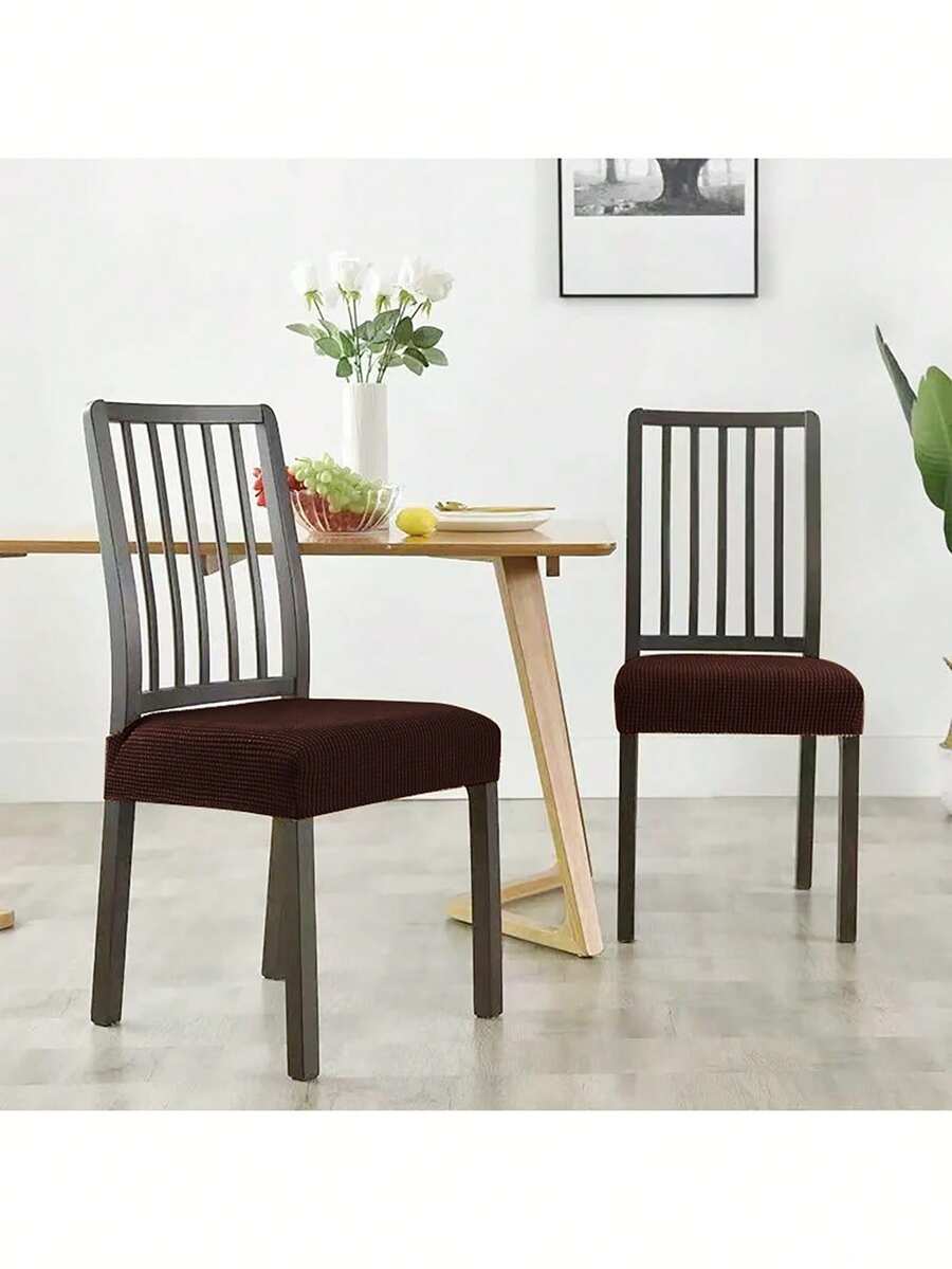 1pc/4pcs Set, Corn Husk Jacquard Sofa Cushion Cover, Home Decor, Thick Corner Chair Pad, Bench Seat Cushion Cover, Multi-Color Options, Dust & Scratch Resistant, Minimalist Chair Pad, Fabric Dining Chair Cushion, Suitable For Living Room, Bedroom, Etc. - Coffee Brown - View 1